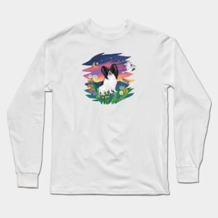 Papillon Enjoying a Walk in the Country Long Sleeve T-Shirt